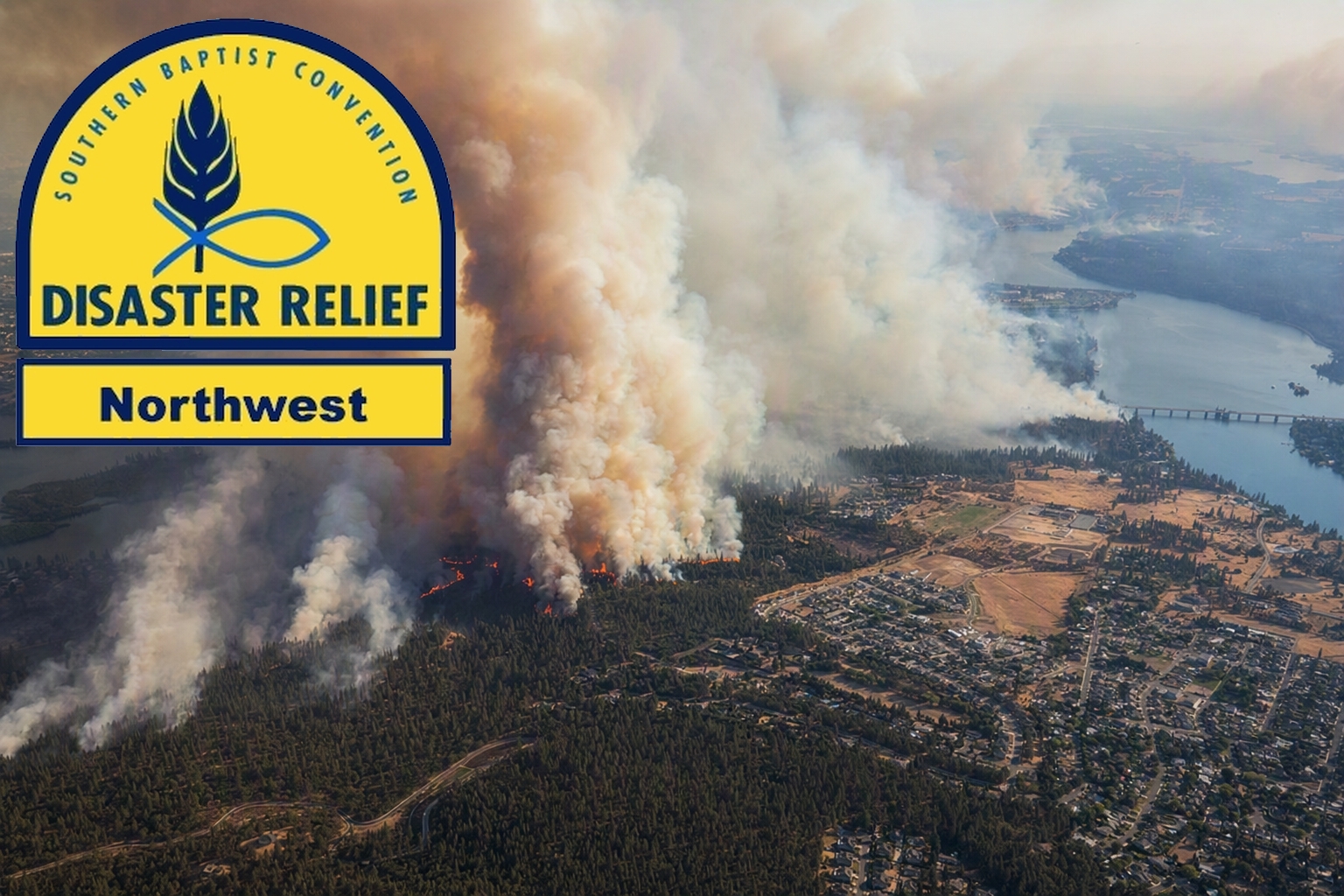 Smoke over the Spokane wildfire response area